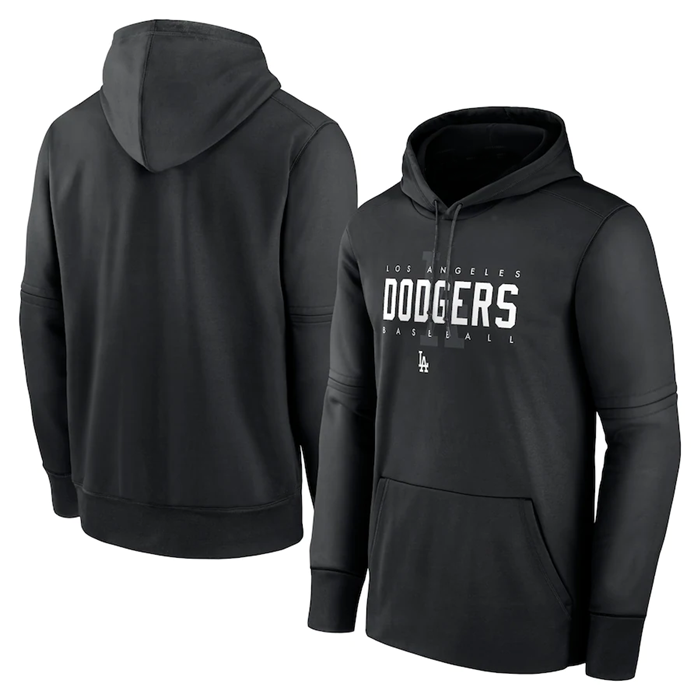 Men's Black Los Angeles Dodgers Pregame Performance Pullover Hoodie